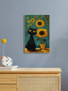 Whimsical Black Cat Wood Art Print – Stylish Abstract Wall Decor for Every Room