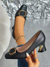 Chic Metallic Buckle High Heel Slip-On Shoes for Effortless Elegance