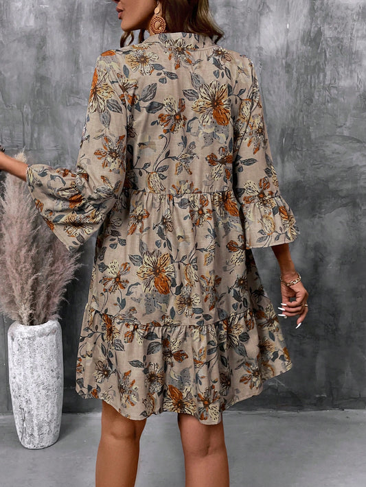 Chic & Flirty: Emery Rose Floral Cutout V-Neck Long Sleeve Mini Dress