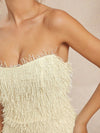 Chic Shaggy Fringe Strapless Mini Party Dress – Perfect for Any Occasion