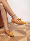 Vintage Charm: Women's Chunky Heel Pointed Toe Oxford Loafers - Retro British Style