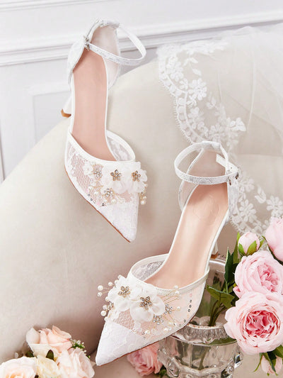 Elegance Unleashed: Floral Lace Pointed Toe Stiletto Heels