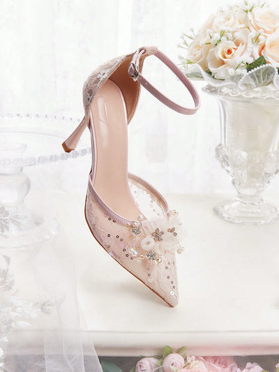 Elegance Unleashed: Floral Lace Pointed Toe Stiletto Heels