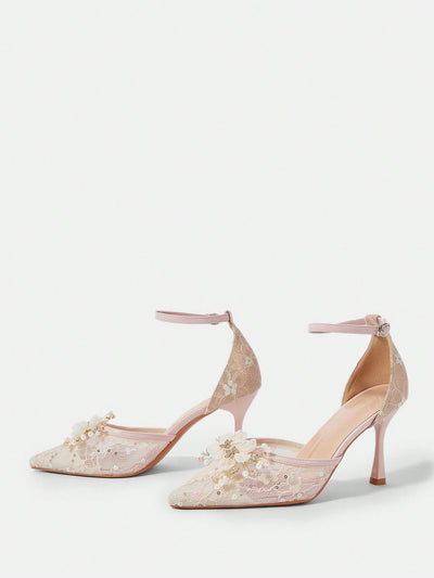 Elegance Unleashed: Floral Lace Pointed Toe Stiletto Heels