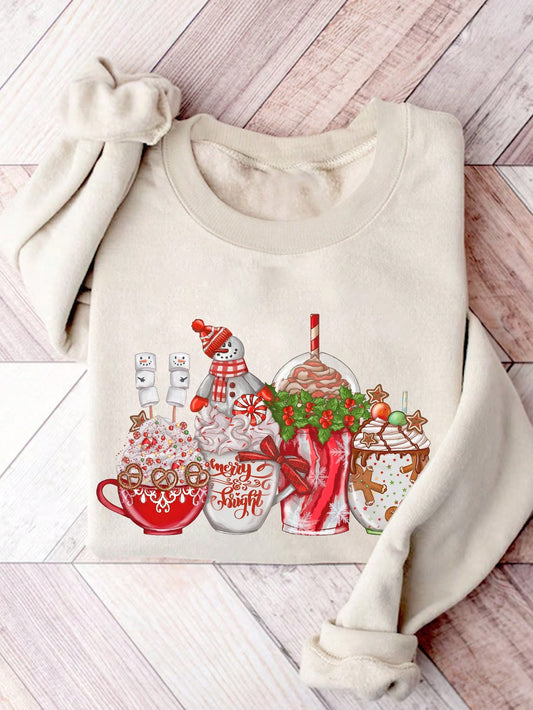 Festive Cheer: Cute Christmas Bow Crew Neck Sweatshirt with Kangaroo Pocket