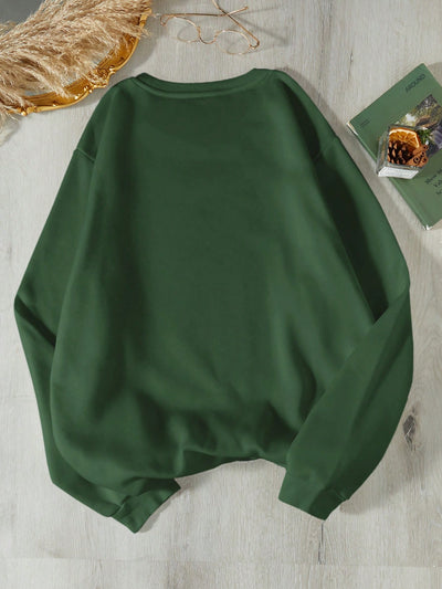 Cozy Casual Christmas Print Fleece-Lined Sweatshirt for Women