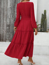 Chic V-Neck Ruffle Hem Dress - Elegant Long Sleeve Style for Every Occasion