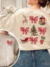 Festive Flair: Women's Christmas Bow Graphic Pullover Sweatshirt