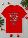 Casual Cool: Men's Summer Slogan & Christmas Tree Graphic Short Sleeve T-Shirt