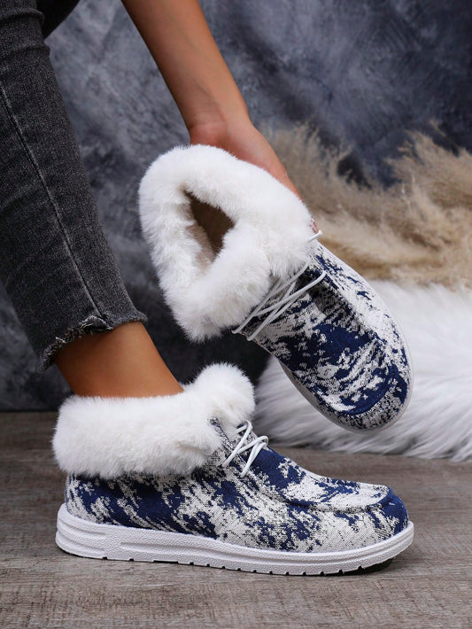 Cozy Comfort: Plus-Size Fleece-Lined Thick Snow Boots for Autumn & Winter