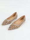 Elegant Luxe Crystal Pearl Flat Shoes - Perfect for Parties & Banquets in Champagne Color