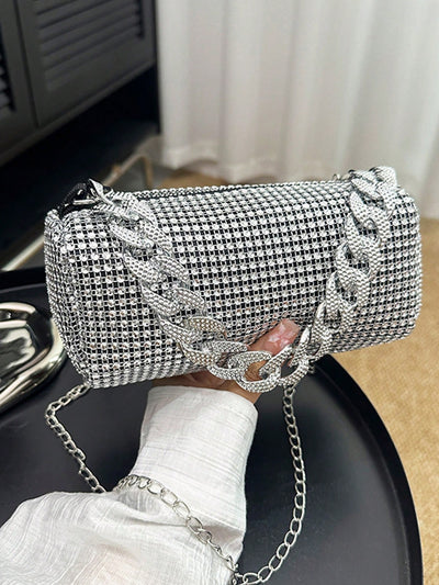 Sparkling Elegance: Exquisite Rhinestone-Studded Mini Bucket Bag for Glamorous Evenings