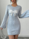 Chic Bow Collar Long Sleeve Sweater Dress - Effortless Elegance for Every Occasion!