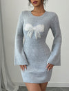 Chic Bow Collar Long Sleeve Sweater Dress - Effortless Elegance for Every Occasion!