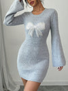 Chic Bow Collar Long Sleeve Sweater Dress - Effortless Elegance for Every Occasion!