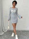 Chic Bow Collar Long Sleeve Sweater Dress - Effortless Elegance for Every Occasion!