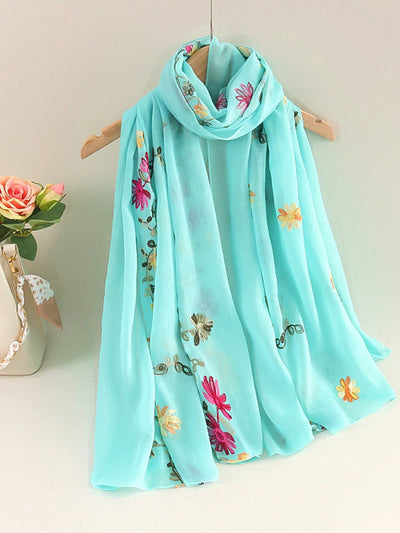 Chic Embroidered Sunscreen Scarf: Perfect for Daily Wear and Work Styles