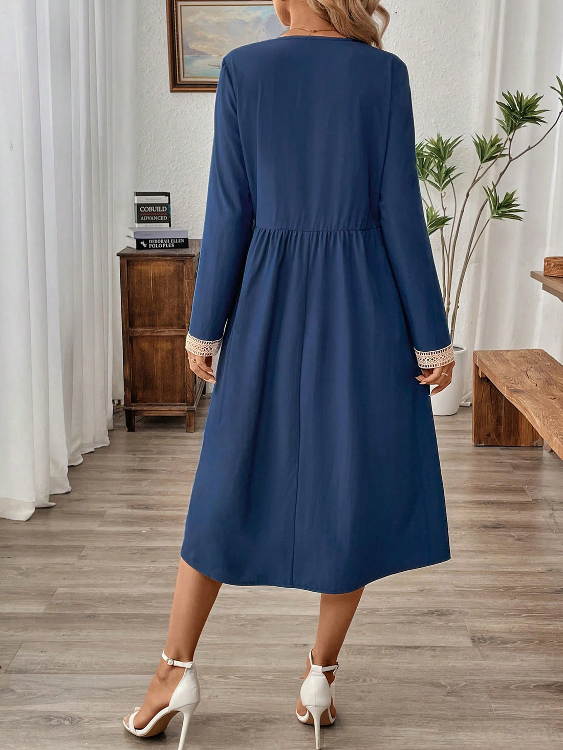 Effortlessly transition into the autumn-winter season with our Trendy Casual Hollow V-Neck Color Block Midi Dress. The unique design combines style and comfort, making it a versatile addition to your wardrobe. Perfect for any occasion and guaranteed to make a statement. Stay trendy with this must-have dress!