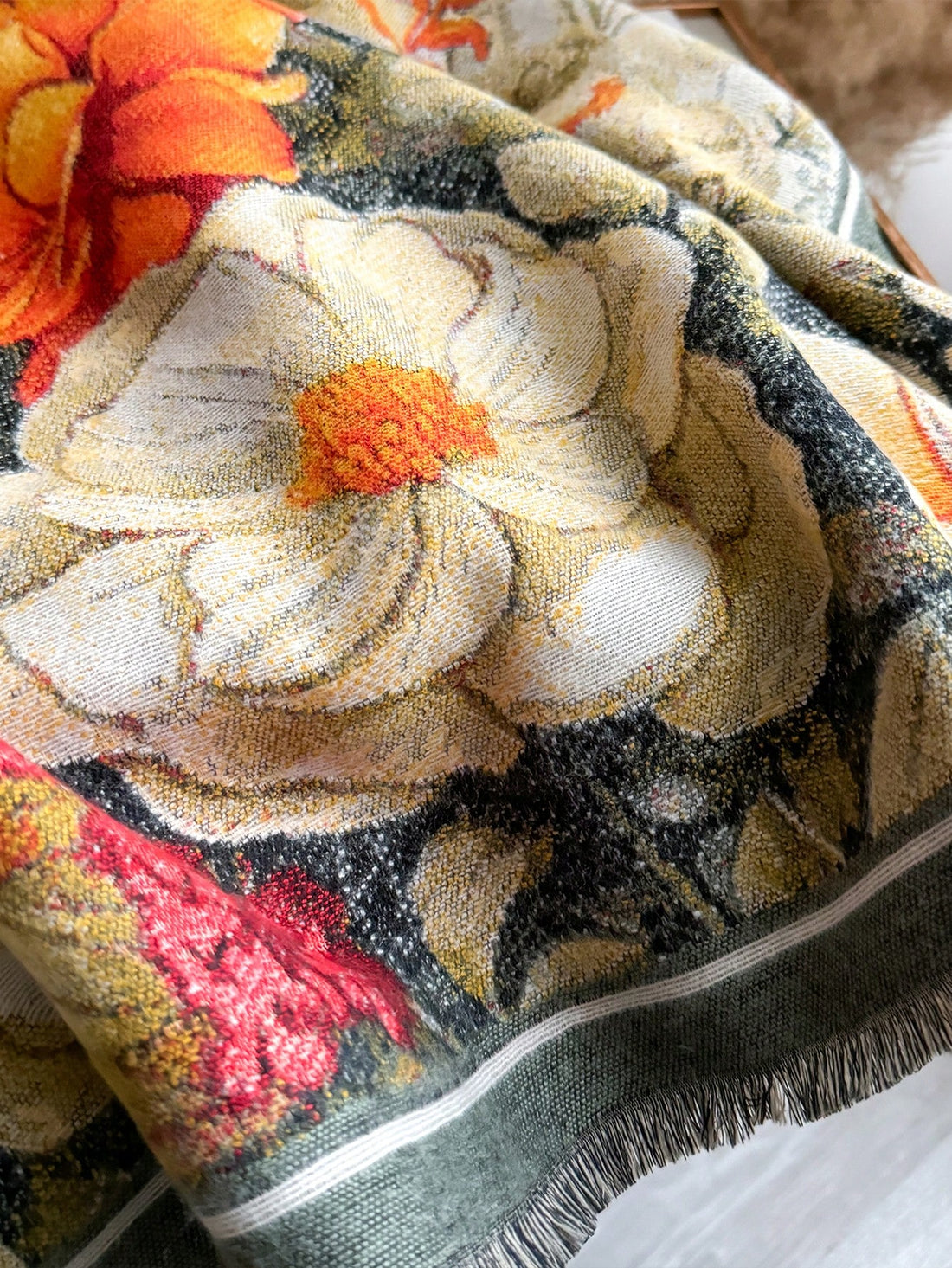 Stay stylish and warm this season with our Elegant Butterfly Floral Jacquard Scarf. Made from warm faux cashmere, this scarf is perfect for autumn and winter. The intricate butterfly floral design adds elegance to your outfit while keeping you cozy. A must-have for any fashion-forward individual.