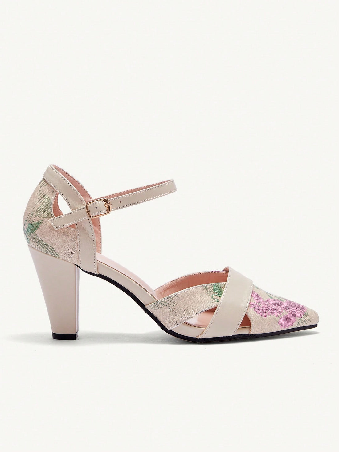 Elevate your style with our Vintage Chic: Pointy Thick High Heel Embroidered Slip-On for Women. With its pointed toe and thick heel, this shoe provides both comfort and sophistication. Add a touch of vintage flair to your wardrobe with our beautifully embroidered slip-on.