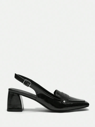 Chic & Stylish Women's Chunky Heel Loafers with Square Toe - Perfect for Halloween, Christmas & Fall