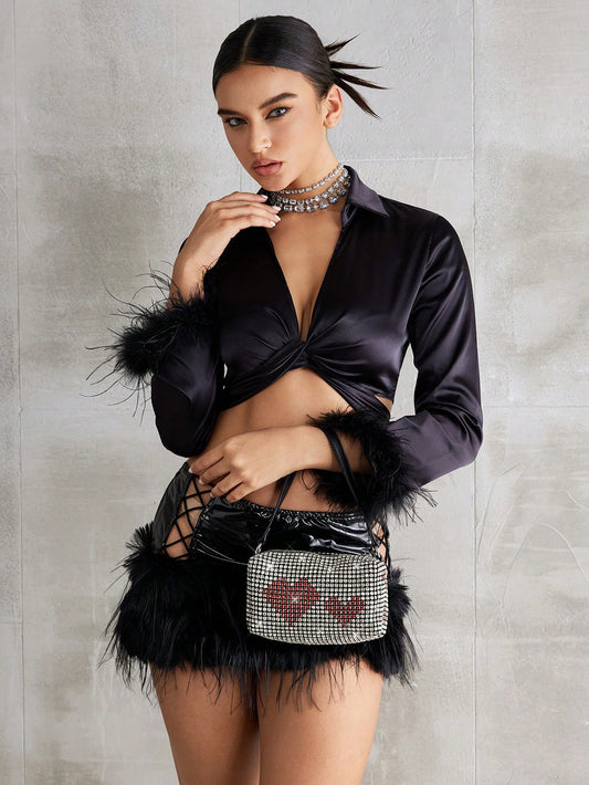 Chic Y2K Diamond Love Evening Bag: Perfect for Parties, Prom, and Date Nights