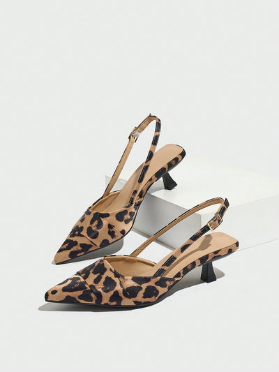 Chic Leopard Print Backless Kitten Heels - Stylish Comfort for Every Occasion