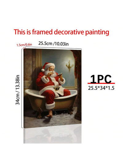 Whimsical Santa on the Toilet: Humorous Christmas Bathroom Wall Art