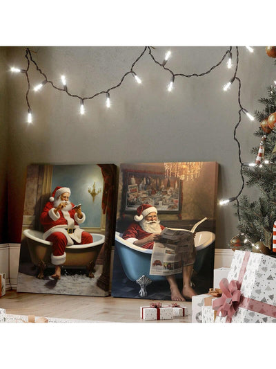 Whimsical Santa on the Toilet: Humorous Christmas Bathroom Wall Art