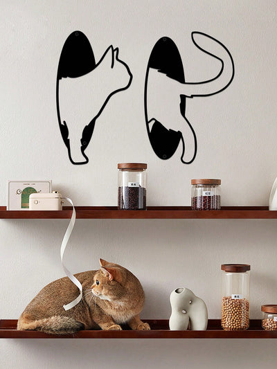 Whimsical Metal Cat Silhouette Wall Decor – Purr-fect for Year-Round Home & Outdoor Festivities