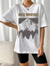 Women's Casual Loose Mountain Letter Print Short Sleeve T-Shirt Graphic Tees Women Tops