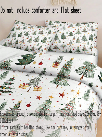 Festive Sparkle: 3-Piece Christmas Tree Bedding Set for Cozy Holiday Celebrations