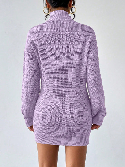 Cozy Chic: Women's Autumn & Winter Stand Collar Pullover Sweater Dress