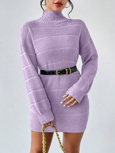 Cozy Chic: Women's Autumn & Winter Stand Collar Pullover Sweater Dress