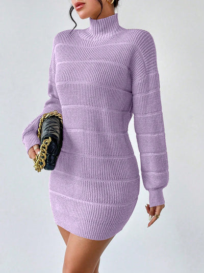 Cozy Chic: Women's Autumn & Winter Stand Collar Pullover Sweater Dress