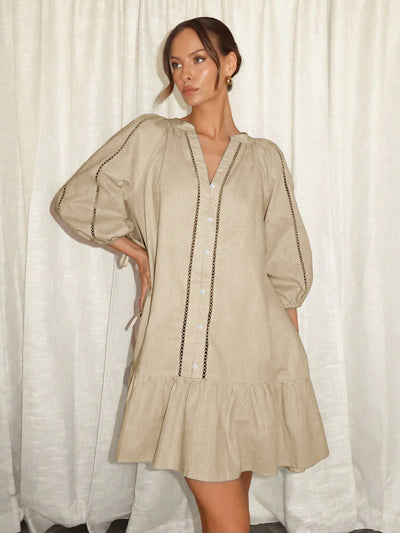 Chic Summer Ruffle Hem Linen Dress for Effortless Elegance