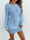 Chic Autumn-Winter Hollow Out Knitted Dress – Embrace French Fashion Elegance