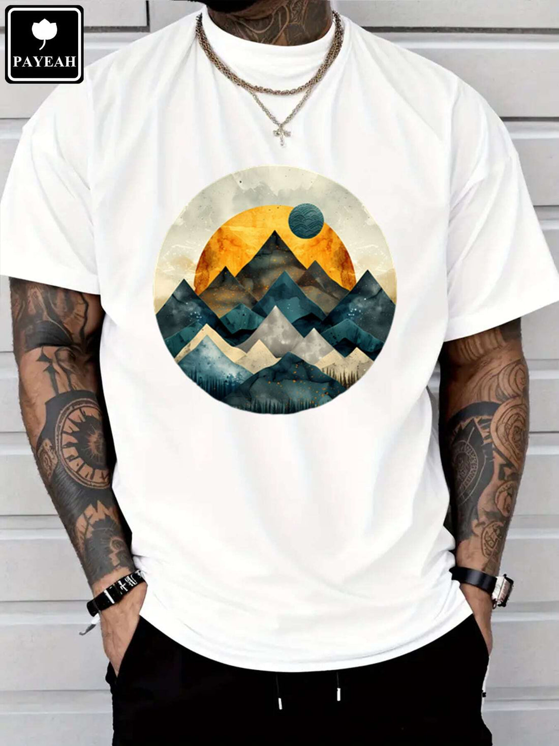 Get ready to explore the great outdoors in style with our Geometric Mountain & Moon Graphic Tee! Made from 100% heavy cotton, this comfortable t-shirt features a bold design that will make you stand out from the crowd. Perfect for adventure seekers and nature lovers alike.