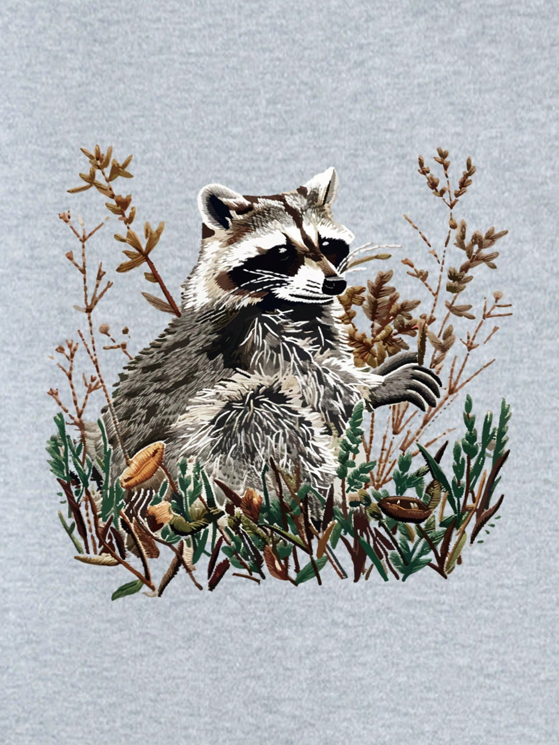 Introducing our Charming Raccoon Graphic Crew Neck Sweatshirt, perfect for relaxed days. Made with a cozy crew neck design and featuring a charming raccoon graphic, this sweatshirt is both comfortable and stylish. Ideal for any casual occasion, it's a must-have addition to your wardrobe.