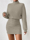 Chic Ribbed Turtleneck Midi Dress for Effortless Spring & Fall Style