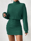 Chic Ribbed Turtleneck Midi Dress for Effortless Spring & Fall Style