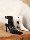 Chic Black & White Spliced Hollow-Out Sandals with Elegant Thin Heels