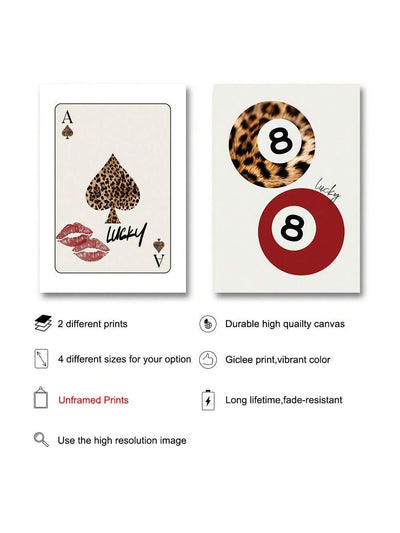 Funky Leopard 8-Ball Art Poster Set (Unframed) - Trendy Aesthetic Canvas Prints for a Maximalist Touch