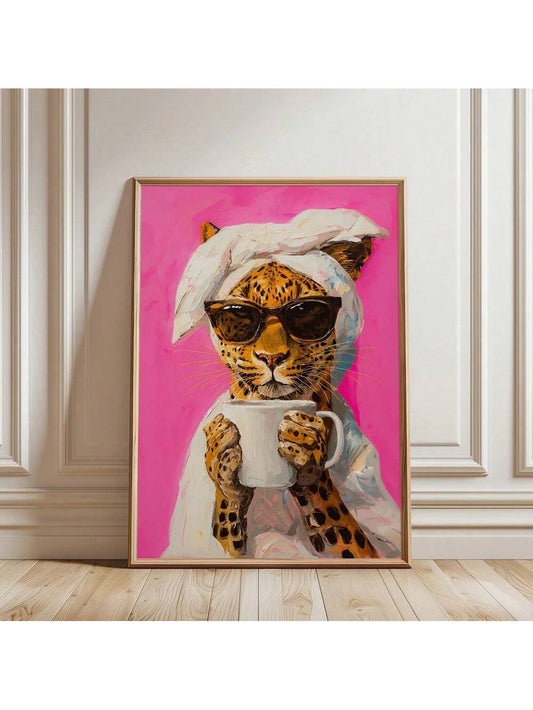 Trendy Leopard Coffee Canvas Print - Chic Animal Wall Art for Aesthetic Home Decor