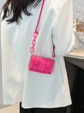 Front view of color block mini acrylic chain crossbody bag in multicolor