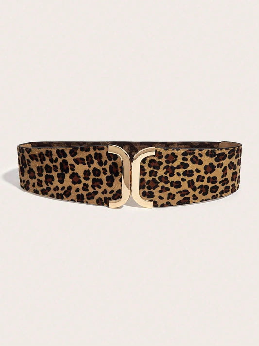 Chic Leopard Print Elastic Waistband with Adjustable Drawstring – Perfect for Everyday Style