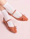 Chic Apricot Striped Bow Slip-On Flats for Effortless Daily Style