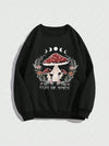 Retro Mushroom Print Goth Crew Neck Sweatshirt – Embrace Eclectic Style