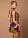 Shimmering Elegance: Backless Sequin Mini Dress for Formal Celebrations and Night Out