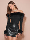 Chic Elegance: Off-Shoulder Feather-Trim Blouse for Romantic Occasions